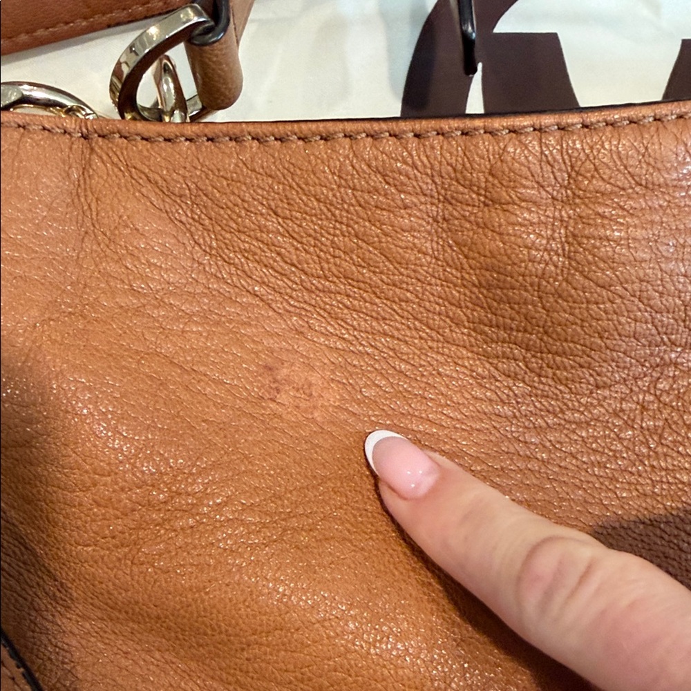 Michael Kors Leather Shoulder Bag – Cognac Brown | Gold Hardware - Picture 11 of 14